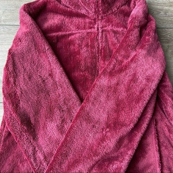 L.L.Bean Vintage Fuzzy Fleece Teddy Jacket  in Burgundy - Picture 9 of 14